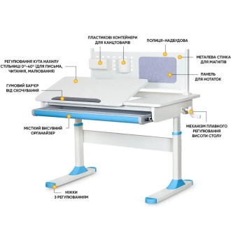 Парта дитяча ErgoKids TH-325 Blue/Блакитний - Фото 2