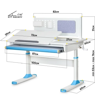 Парта дитяча ErgoKids TH-325 Blue/Блакитний - Фото 3