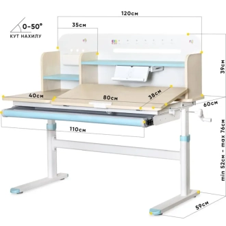 Парта детская Evo-kids TH-360 Wood Blue/Голубой - Фото 2