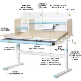 Парта детская Evo-kids TH-360 Wood Blue/Голубой - Фото 3