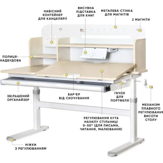 Парта дитяча Evo-kids TH-360 Wood Grey/Сірий - Фото 3