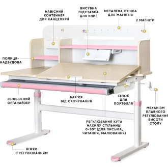 Парта детская Evo-kids TH-360 Wood Pink/Розовый - Фото 2