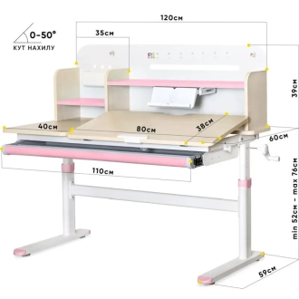 Парта детская Evo-kids TH-360 Wood Pink/Розовый - Фото 3