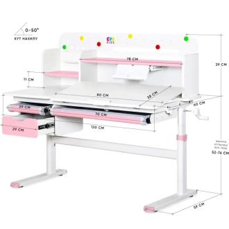 Парта дитяча Evo-kids TH-360 Plus White Pink/Рожевий - Фото 2