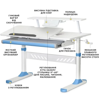 Парта детская Evo-кids TH-310 S30 Blue/Голубой - Фото 2