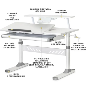 Парта детская Evo-кids TH-310 S30 Grey/Серый - Фото 1