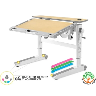 Парта детская Mealux Ergowood M Multicolor MG Energy Бело-натуральный - Фото 1