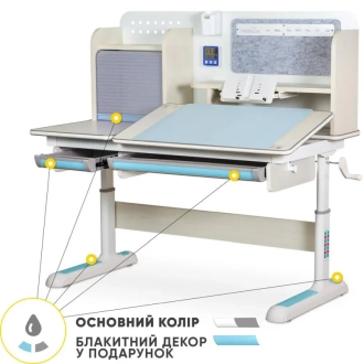 Парта детская Mealux Vancouver Multicolor MG + BL Голубой - Фото 1