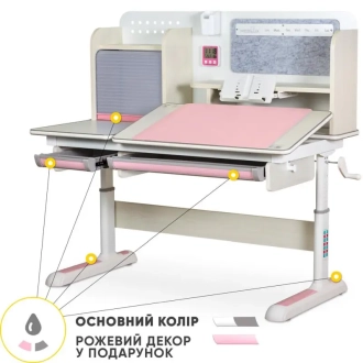 Парта детская Mealux Vancouver Multicolor MG + PN Розовый - Фото 3