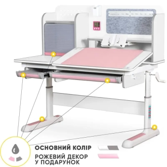 Парта детская Mealux Winnipeg Multicolor WG + PN Розовый - Фото 4