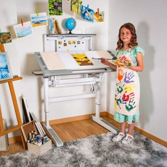 Парта детская Mealux Woodville Multicolor TG Energy Белый - Фото 1