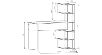 Стіл письмовий MU Open shelf Сірий - Фото 1