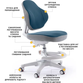 Кресло детское Evo-kids Mio Classic Dark blue/Голубой - Фото 3