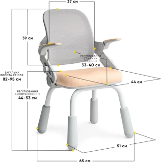 Кресло детское Mealux Neo Air Static Peach/Серо-бежевый - Фото 1