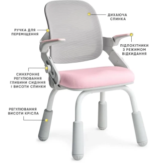 Кресло детское Mealux Neo Air Static Pink Grey/Серо-розовый - Фото 3