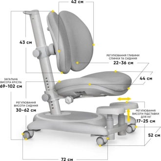 Кресло детское Mealux Ortoback Duo Base Grey/Серый - Фото 1