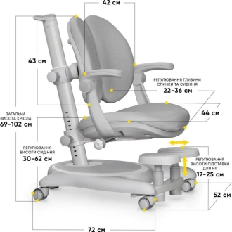 Кресло детское Mealux Ortoback Duo Plus Grey/Серый - Фото 1