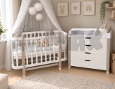 Комплект меблів Babymax Престиж New Ліжечко з матрацом і Комод-90 Білий/кашемір