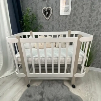 Комплект мебели Babymax Кроватка Престиж New с матрасом и Комод-90 Элит Белый/кашемир - Фото 1
