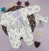 Комплект Малена с повязкой, пижамкой 56р, кулир Бело-фиолетовый