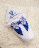 Конверт для новорожденных на выписку ШкодаМода 80×80 см, плюш Бело-синий