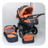 Коляска серая с оранжевым