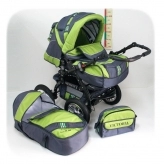 Коляска серая с салатовым