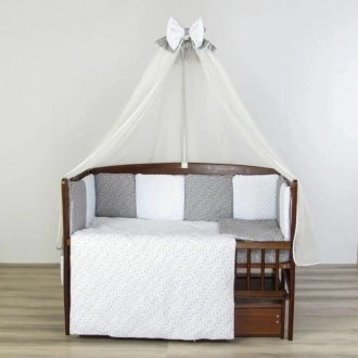 Комплект постельный Ведмедик Звездопад 6 предметов, плюш Серый - Фото 1