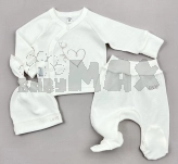 Комплект Mario Kids Сердечко с шапочкой, распашонкой, ползунками 56р, рубчик Молочный