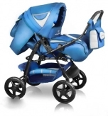 Коляска бело-синяя