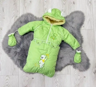 Комбинезон-трансформер зимний Тимурка 0–2 года, плащевка/овчина Зеленый - Фото 1