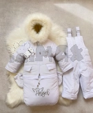 Комбинезон детский зимний ElLiz трансформер 0–2 года, плащетка/овчина Молочный