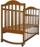 Детская кроватка без ящика, на дугах, Ольха - Ласка Наполеон (Орех)