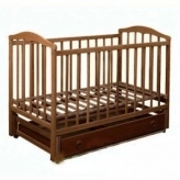 Детская кроватка с ящиком, с маятником, Ольха - Ласка Чайка (Орех)