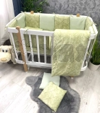 Комплект постельный Ведмедик Однотон 6 предметов, стеганый Зеленый