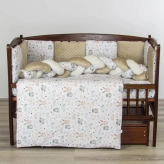 Комплект постельный Ведмедик Забавные зверушки 6 предметов, косичка Бежевый