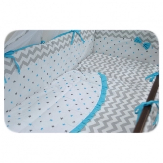 Комплект постельного белья 8 в 1 - Twins Premium P-015 Zigzag (Серый) - Фото 2