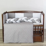 Комплект постельный Ведмедик Звездопад 6 предметов, косичка Серый