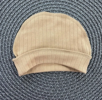 Шапочка без завязок Baby Life 56–62р, рубчик Бежевый - Фото 1