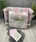 Комплект постельный Ведмедик Зверушки друзья 6 предметов, панель Розовый