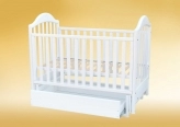 Детская кроватка с ящиком, маятником, Бук - Лелека Радость (Белый)