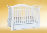Детская кроватка с ящиком, маятником, Бук - Лелека Мартуся (Белый)