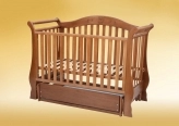 Детская кроватка с ящиком, маятником, Бук - Лелека Мартуся (Орех)