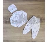 Комплект Мики-ники I love с шапочкой, распашонкой, ползунками 62р, интерлок Белый