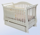 Детская кроватка с ящиком, маятником, Бук - Лелека Мартуся (Слоновая кость)