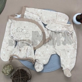 Комплект Sweet Mario с шапочкой, распашонкой, ползунками 56р, интерлок Бежевый