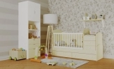 Кроватка трансформер детская Бони-мебель Dream с ящиками, маятником 0–10 лет Ваниль
