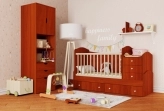 Кроватка трансформер детская Бони-мебель Dream с ящиками, маятником 0–10 лет Яблоня