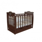 Детская кроватка с ящиком, маятником, Ольха - Angelo Lux 5 (Орех)