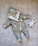 Комбинезон Panda, Серый с коронами, Велсофт 56-62р.